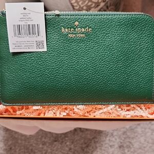 Kate Spade Green Clutch with Textured Leather Finish